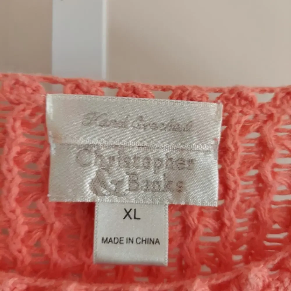 Christopher Banks XL Hand Crochet Sweater‎ Flower Boarder Fairy Cottagecore